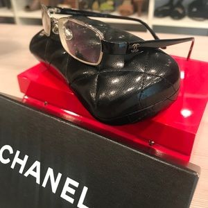 CHANEL Black with Silver Eyeglasses Frames